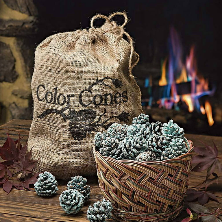 Fireplace and Firepit Color Cones, Festive Fun Rainbow Flame Changing Pine  Cones, Firepit Campfire Hearth Wood Burning Accessories for Holidays or  Anytime (6 LB in Burlap Bag) 