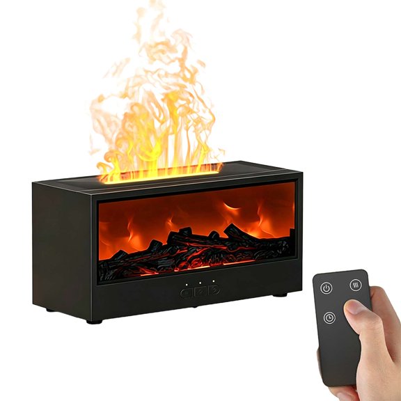 Fireplace Flame Air Diffuser Humidifier,7 Colors Aromatherapy Essential Oil Diffuser,150ml Cool Mist Humidifier with Remote,3 Gears Timer Shutdown for Home, Bedroom, Office,Yoga