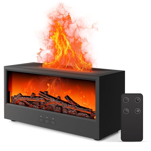 Fireplace Flame Air Diffuser Humidifier,7 Colors Aromatherapy Essential Oil Diffuser, Ultrasonic Aroma Humidifier with Remote Control & Timer for Bedroom, Home, Office, Yoga