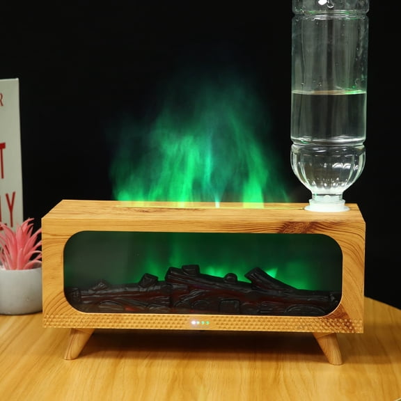 Fireplace Flame Air Diffuser Humidifier,7 Colors Aromatherapy Essential Oil Diffuser,Ultrasonic Aroma Humidifier with Timer for Home,Bedroom,Office,Yoga (BrownB, L)