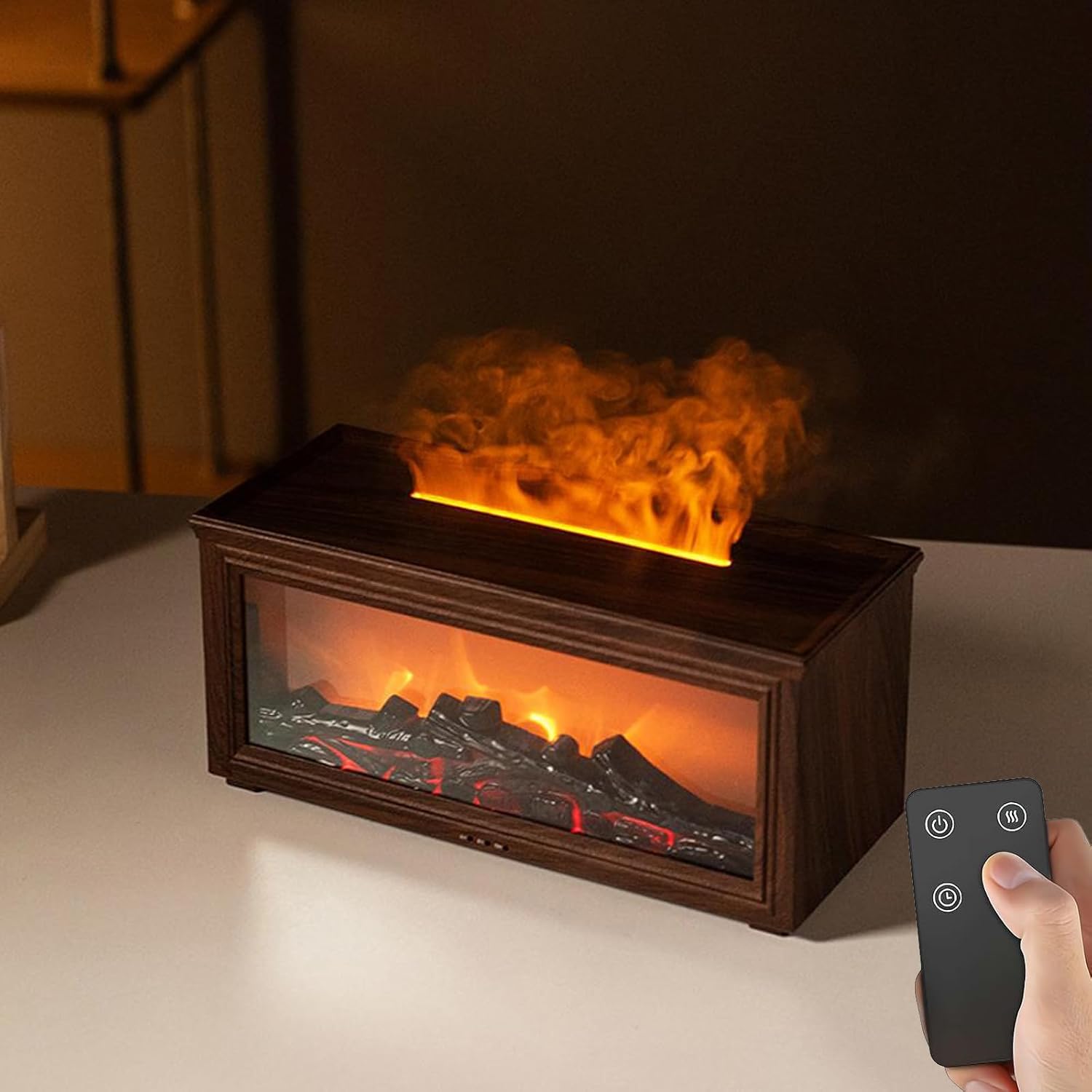 Fireplace Diffusers Fireplace Flame Air Diffuser Humidifier,7 Colors Essential Oil Diffuser ...