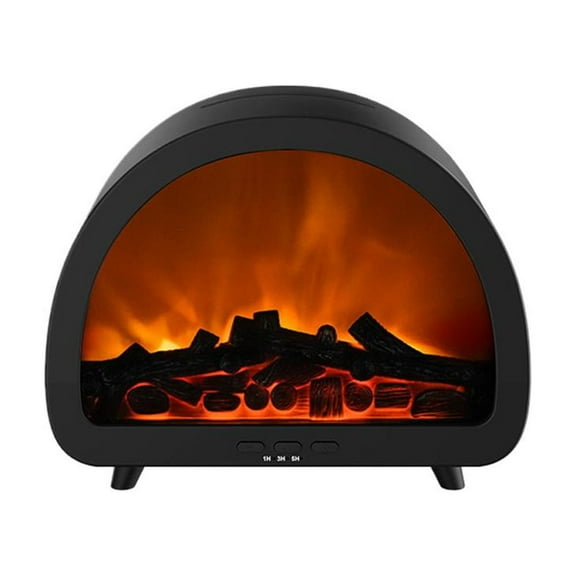 Fireplace Flame Aroma Diffuser Humidifier, 200ml Essential Oil Diffuser with Remote, 7-Color LED Ambient Light & Simulated Flame for Home Office(Black)