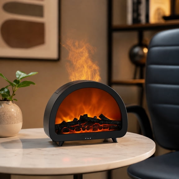 Fireplace Flame Aroma Diffuser, Ultrasonic Cool Mist Humidifier, Portable Scented Mist Maker for Home Bedroom Desktop Office Living Room, EU Plug