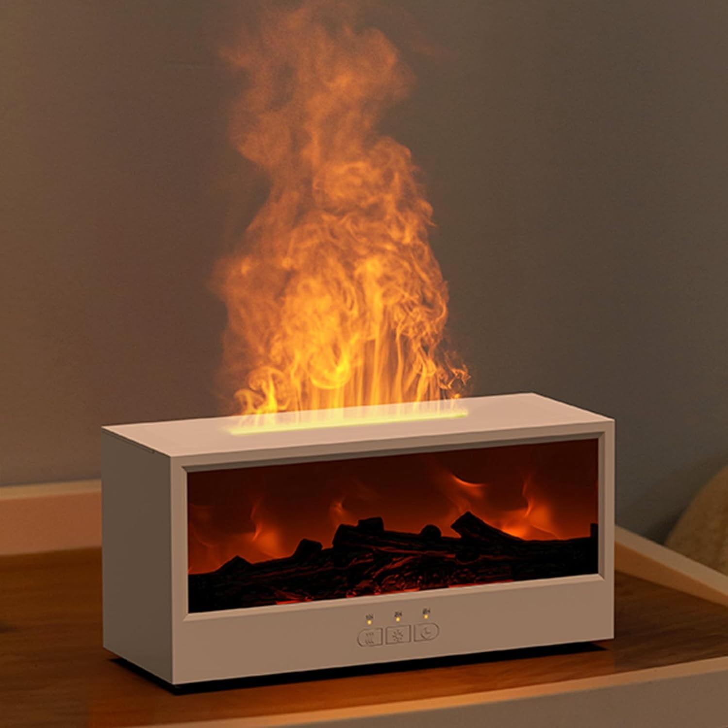 Fireplace Flame Diffuser Air Humidifier, Essential Oil Diffuser with 7 Colors Light & Timer, Auto-Off Ultrasonic Cool Mist Aroma Humidifier for Home, Bedroom, Office, Yoga(Black)