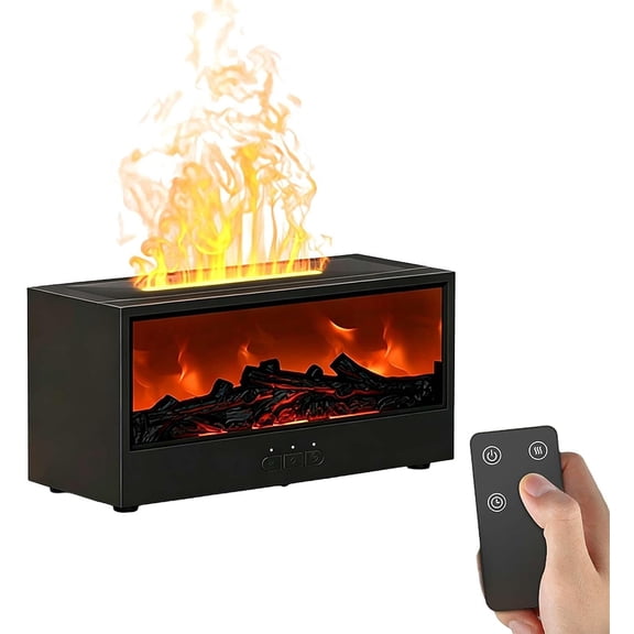 Fireplace Flame Essential Oil Diffuser Humidifier, 7 Colors Fireplace Flame Fire Oil Diffuser, Scent with Remote Control Timer for Home, Bedroom, Office, Yoga