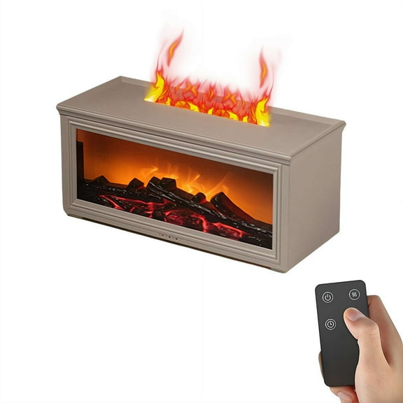 Fireplace Flame Essential Oil Diffuser Humidifier - Aroma Diffuser with 7-Color Flame Effect, Remote Control