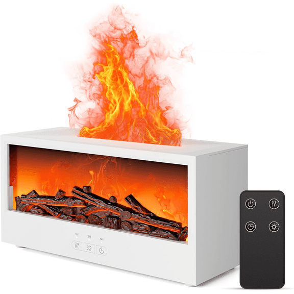 Fireplace Flame Humidifier Diffuser, 7 Colors & Remote for Home