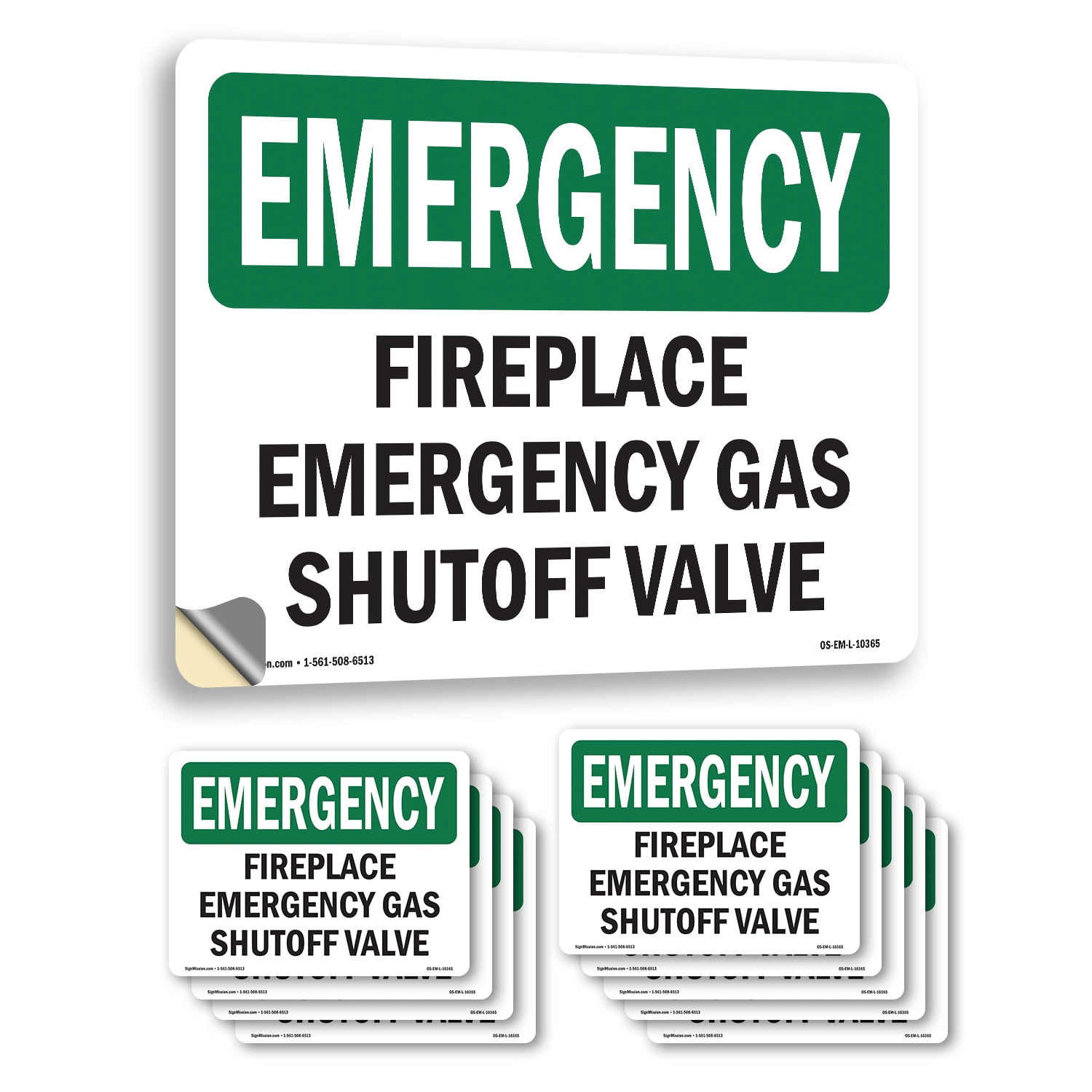 Fireplace Gas Shutoff Valve OSHA Emergency Vinyl Decal Label 5 Inch x 3 ...