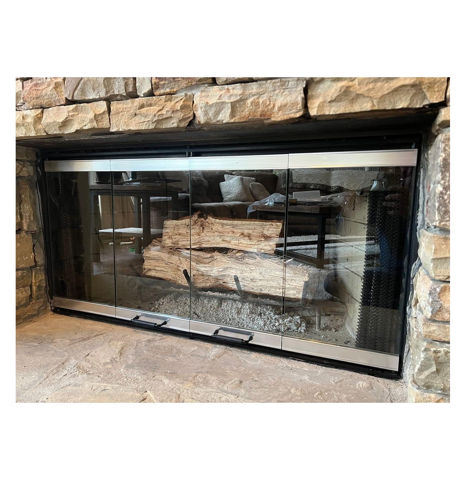 Fireplace Glass Doors for Heatilator Fireplace (Silver Finish