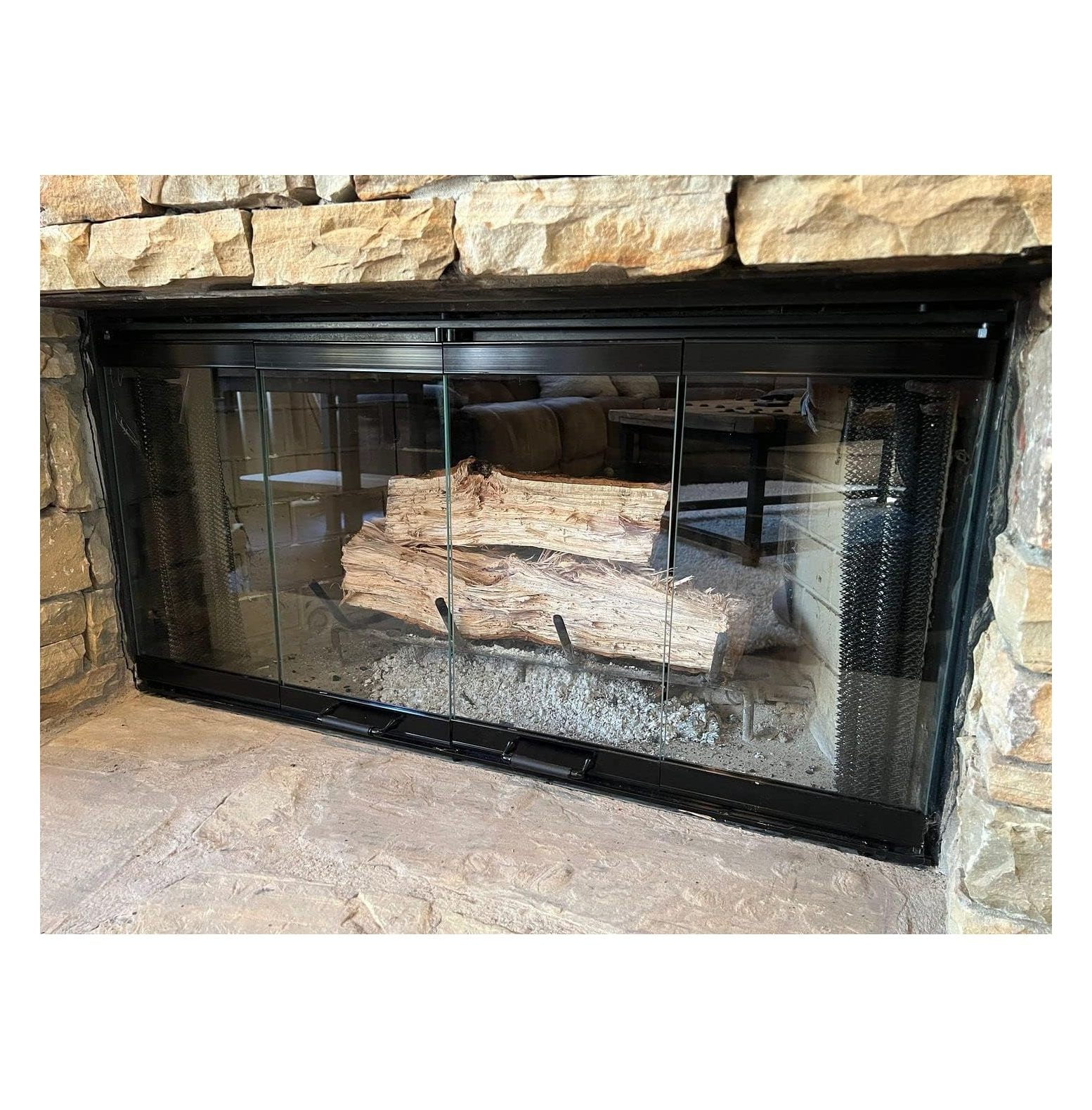 Fireplace Glass Doors for Marco Fireplace (Black Finish)