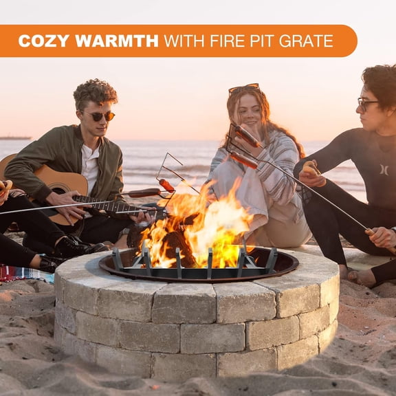 Fireplace Grate 17in Heavy Duty, Small Fire Grate for Inside Fireplace, Firewood Log Rack Holder, Fireplace Accessories, Chimney Hearth Wood Stove Burning Indoor, 6 Bars Fire Pit Grate for Outdoor