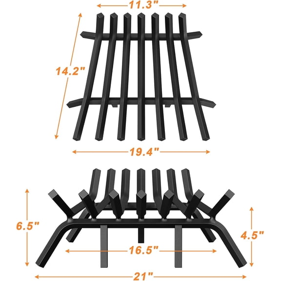 Fireplace Grate 21 Inch with 7 Support Legs
