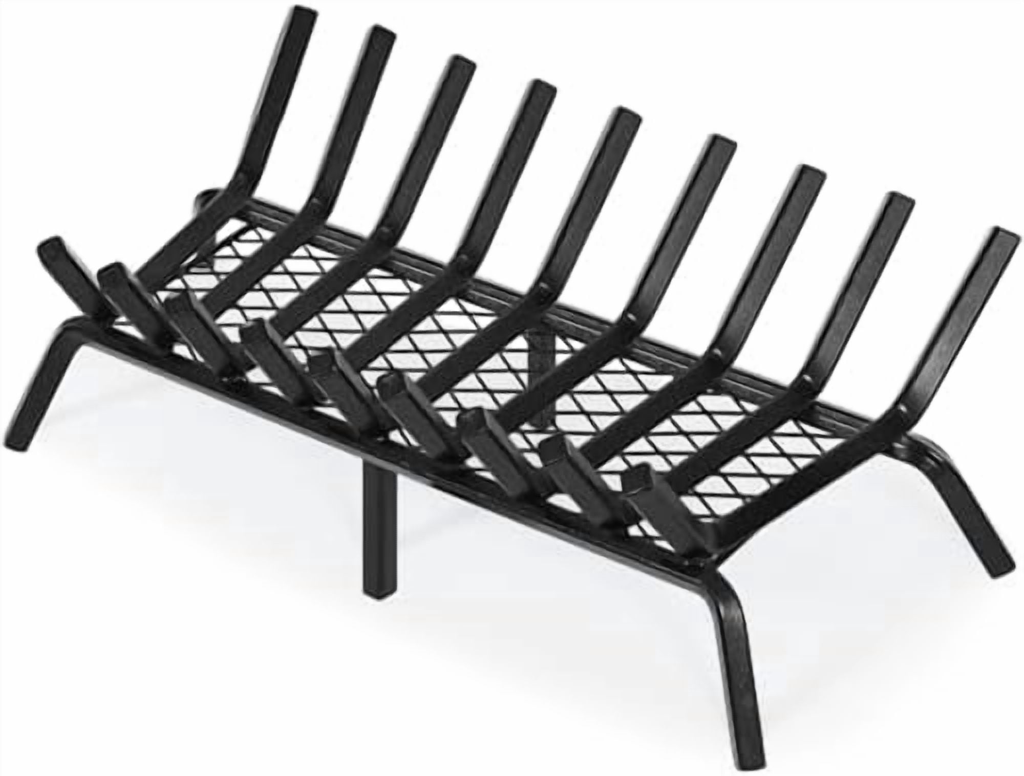 Fireplace Grate with Ember Retainer, 30in Heavy Duty Steel Indoor