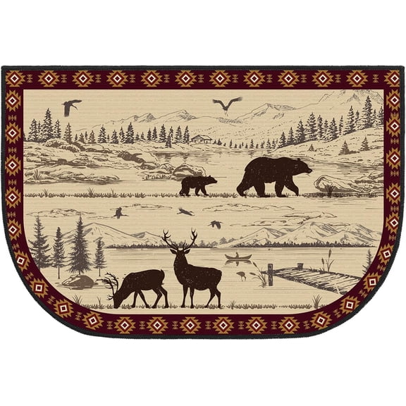 Fireplace Hearth Rug Fireplace Mats Cabin Southwestern Fireproof Fire Resistant Rug for Wood Stove Floor for Kitchen Indoor Outdoor(Lakeside Wilderness,24 x 36 Inch)