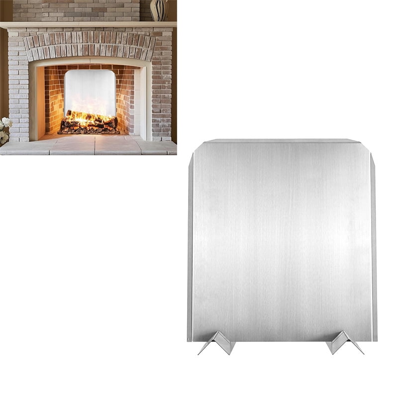 Fireplace Heat Reflector, 16-18 Inch Stainless Steel Fireback Panel with Adjustable Stand, Hearth Wall Guard Protector for Wood Stove, Increases Heat Efficiency sliver