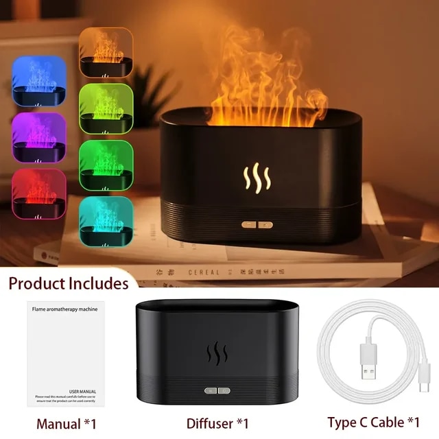 Fireplace Humidifier Crystal Salt Rock Fire Lamp 7 Color Flame Volcano Air Humidifier Essential