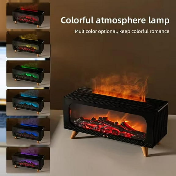 Fireplace Humidifier Diffuser, 7 Colors Fireplace Fire Flame Aromatherapy Diffuser, Scent Aroma Diffuser with Remote Control Home,Yoga