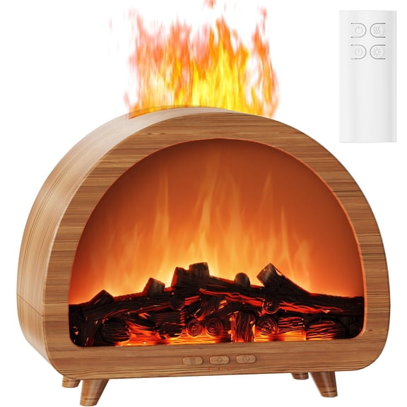 Fireplace Humidifier Diffuser, Fireplace Essential Oil Diffuser with Colorful Fake Flame, Cool Mist Aromatherapy Machine, Quiet Operation & Auto Shut-Off for Home Room Desk Bedroom
