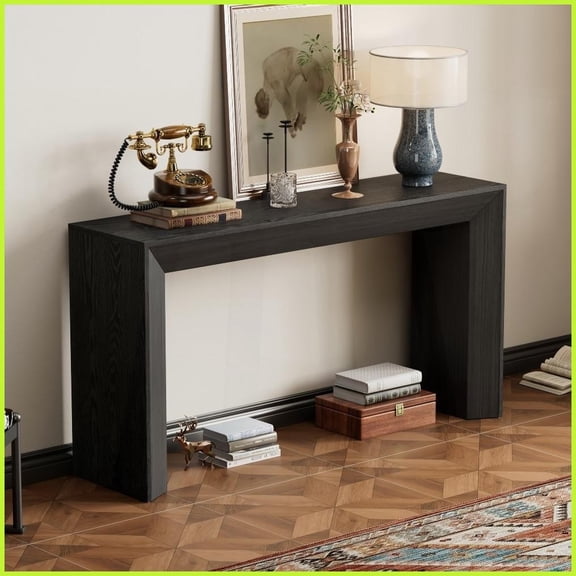 Fireplace-Inspired Wood Veneer Coffee Table for Living Room, Warm Ambiance & Sturdy 220 lbs Capacity