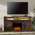 thumbnail image 1 of Fireplace LED TV Stand for TVs Up to 65 Inch, Farmhouse Wood Electric Fireplace TV Console, Entertainment Center with Storage, Sliding Barn Door, 2 Heating Mode, 5 Brightness for Living Room, Brown, 1 of 8