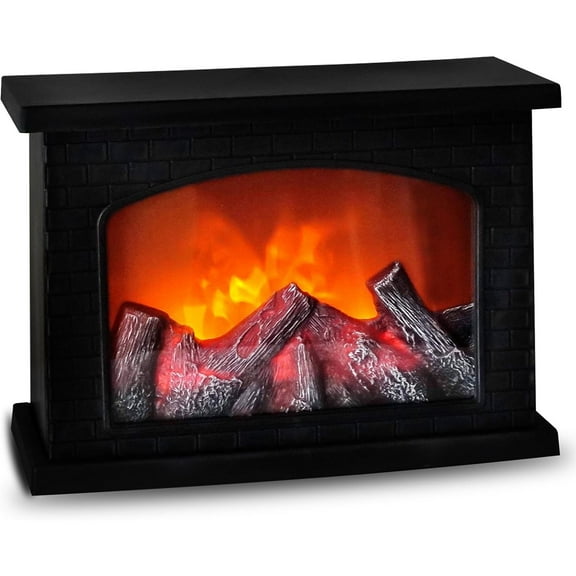 Fireplace Lanterns Decorative, Fake Fireplace,Flame Effect LED Fire Lamp for Indoor Outdoor Christmas Decoration (No Heater Function Black)