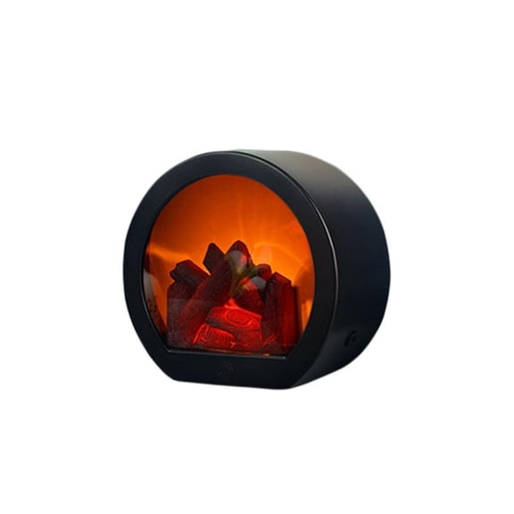 Fireplace Lanterns Decorative,Small Fake Fire Place,Flame Effect LED Fire Lamp,Battery Operated USB Charge Portable Fireplace,Indoor Outdoor Christmas Decoration (No Heater Function Black),A