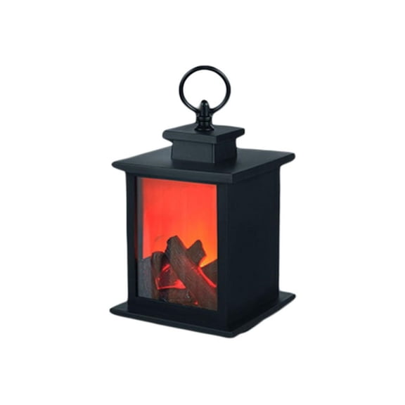 Fireplace Lanterns Decorative,Small Fire Place,Flame Effect LED Fire Lamp,Battery Operated USB Charge Portable Fireplace,Indoor Outdoor Christmas Decoration (No Heater Function Black),B