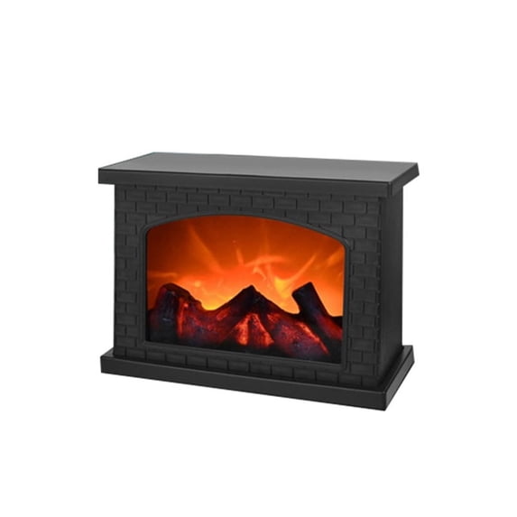 Fireplace Lanterns Decorative,Small Fire Place,Flame Effect LED Fire Lamp,Battery Operated USB Charge Portable Fireplace,Indoor Outdoor Christmas Decoration (No Heater Function Black),D