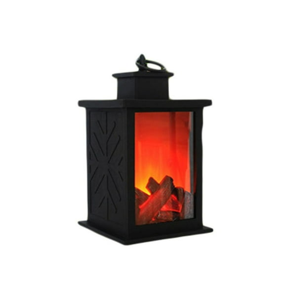 Fireplace Lanterns Decorative,Small Fire Place,Flame Effect LED Fire Lamp,Battery Operated USB Charge Portable Fireplace,Indoor Outdoor Christmas Decoration (No Heater Function Black),C