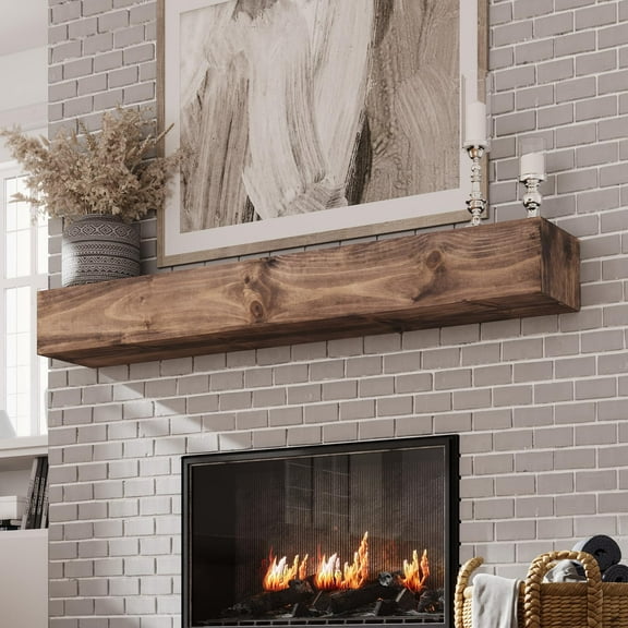Fireplace Mantel - Handcrafted Solid With Invisible Heavy Duty Metal Bracket, Floating Mantle, Faux Mantel for Over Fireplace