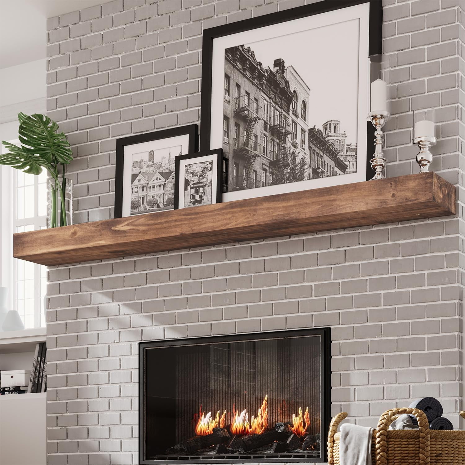 Fireplace Mantel - Handcrafted Solid With Invisible Heavy Duty Metal