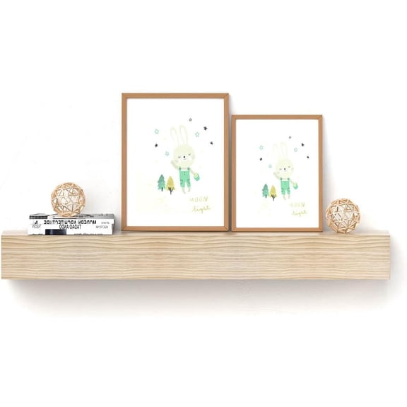 Fireplace Mantel Shelve, Solid Wood Baked Finish Wall-Mounted Floating Shelf for Over Fireplace, Handcrafted Floating Fireplace Mantels with Wooden Bracket, 48 x 8 x 6 Inches