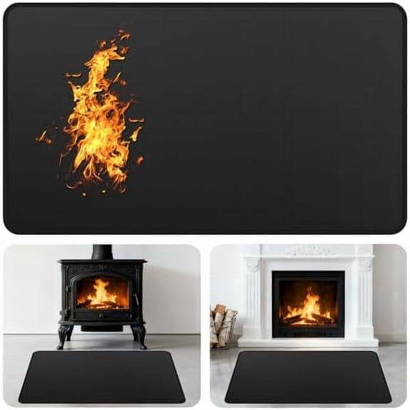 Fireplace Mat Fireproof, 42 x 24 Inch Hearth Rugs for Fireplaces Fire Resistant, Indoor Fire Pit Wood Stove Pads, Outdoor Under Grill Mats, Protect Floors and Decks from Sparks Embers