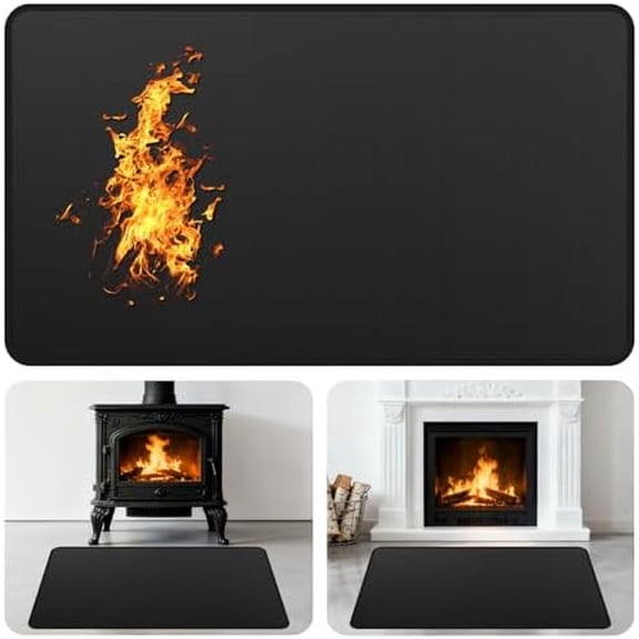 Fireplace Mat Fireproof, 48 x 30 Inch Hearth Rugs for Fireplaces Fire Resistant, Indoor Fire Pit Wood Stove Pads, Outdoor Under Grill Mats, Protect Floors and Decks from Sparks Embers