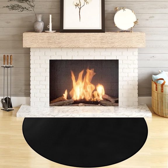 Fireplace Mat, Hearth Rug Fireproof, Fireplace Floor Mat, Fireproof Rug for Fireplaces and Woodstoves,Fire Resistant Fireplace Rug, Semicircle Shaped, Size 48" x28"