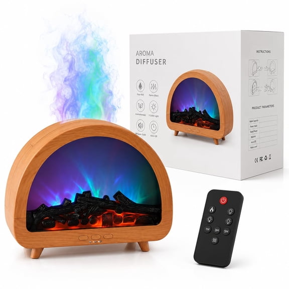 Fireplace Mist Diffuser, Essential Oil Diffuser with Remote & Timer