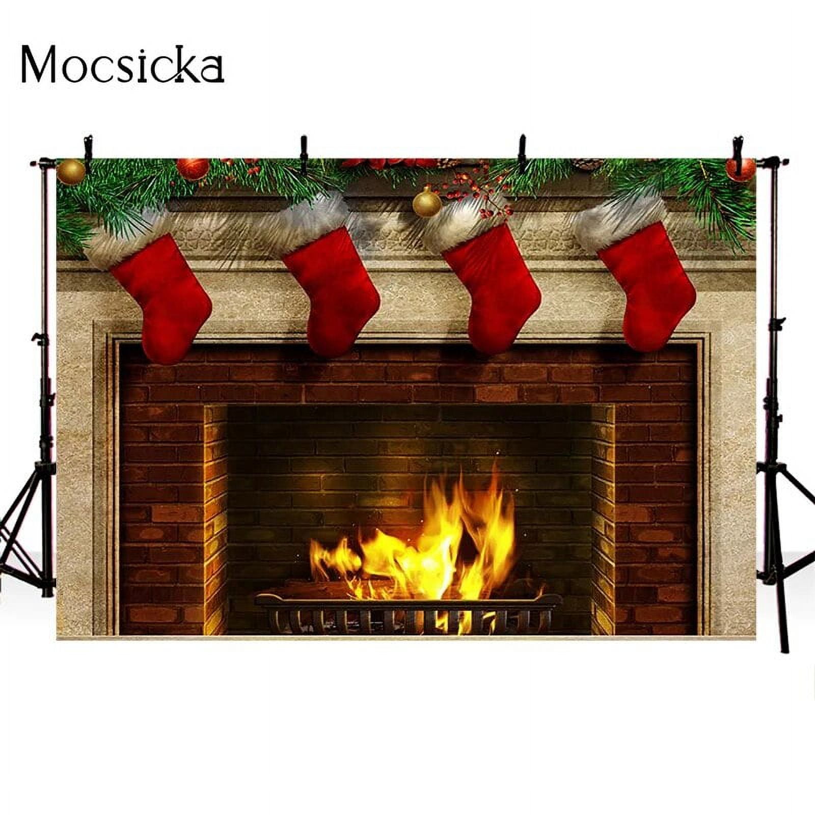 Fireplace Photography Backdrop Christmas Fireplace Background ...