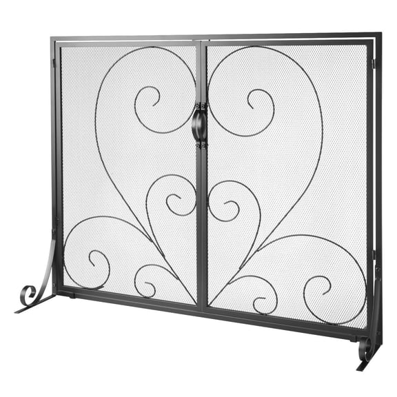 Fireplace Screen 1 Panel with Door, 39" Iron Mesh Fireplace Guard, Free Standing Fire Fence, Vintage Home Decor