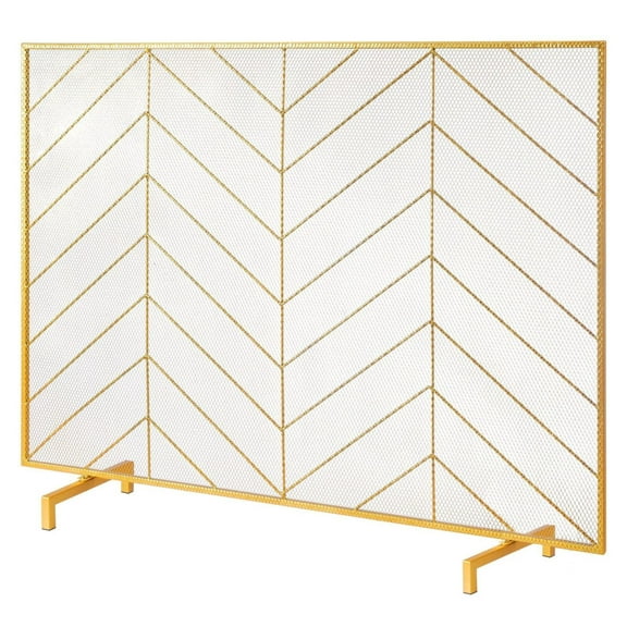 Fireplace Screen 38.6 Inch, Iron Mesh Spark Guard, Modern Fireplace Cover