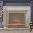 thumbnail image 1 of Fireplace Screen, Modern Single Panel Iron with Fine Mesh, Gold Finish | Iron | Gold, 1 of 9