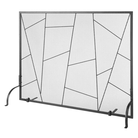 Fireplace Screen Single Panel, Sturdy Iron Mesh Fireplace Screen, 35.6"(L) x28.4"(H) Guard Cover, Simple Installation, Free Standing Fire Fence Grate for Living Room Home Decor Modern