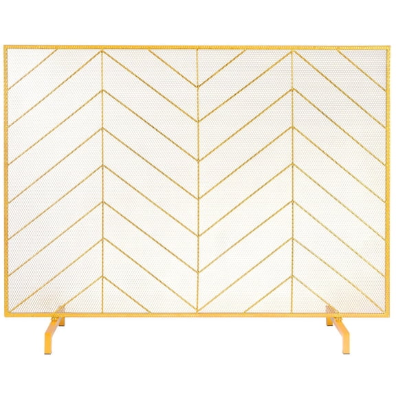 Fireplace Screen Single Panel, Sturdy Iron Mesh Fireplace Screen, 38.6"(L) x29.8"(H) Spark Guard Cover, Simple Installation, Free Standing Fire Fence Grate for Living Room Home Decor Modern