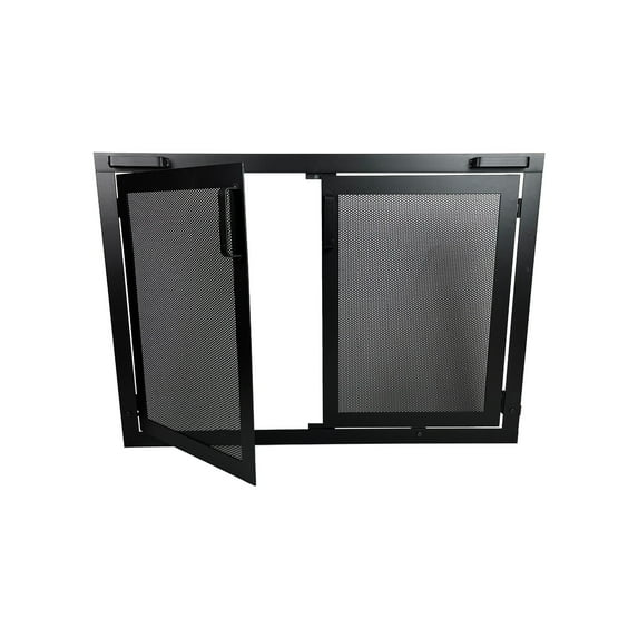 Fireplace Screen With Doors, Custom Made To Fit Your Fireplace, Simple Screen Design, Made in USA (28"W x 34"H)