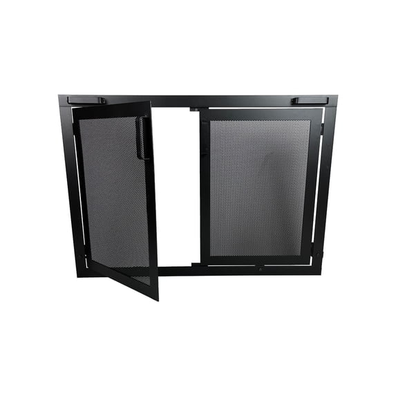 Fireplace Screen With Doors, Custom Made To Fit Your Fireplace, Simple Screen Design, Made in USA (55"W x 37"H)