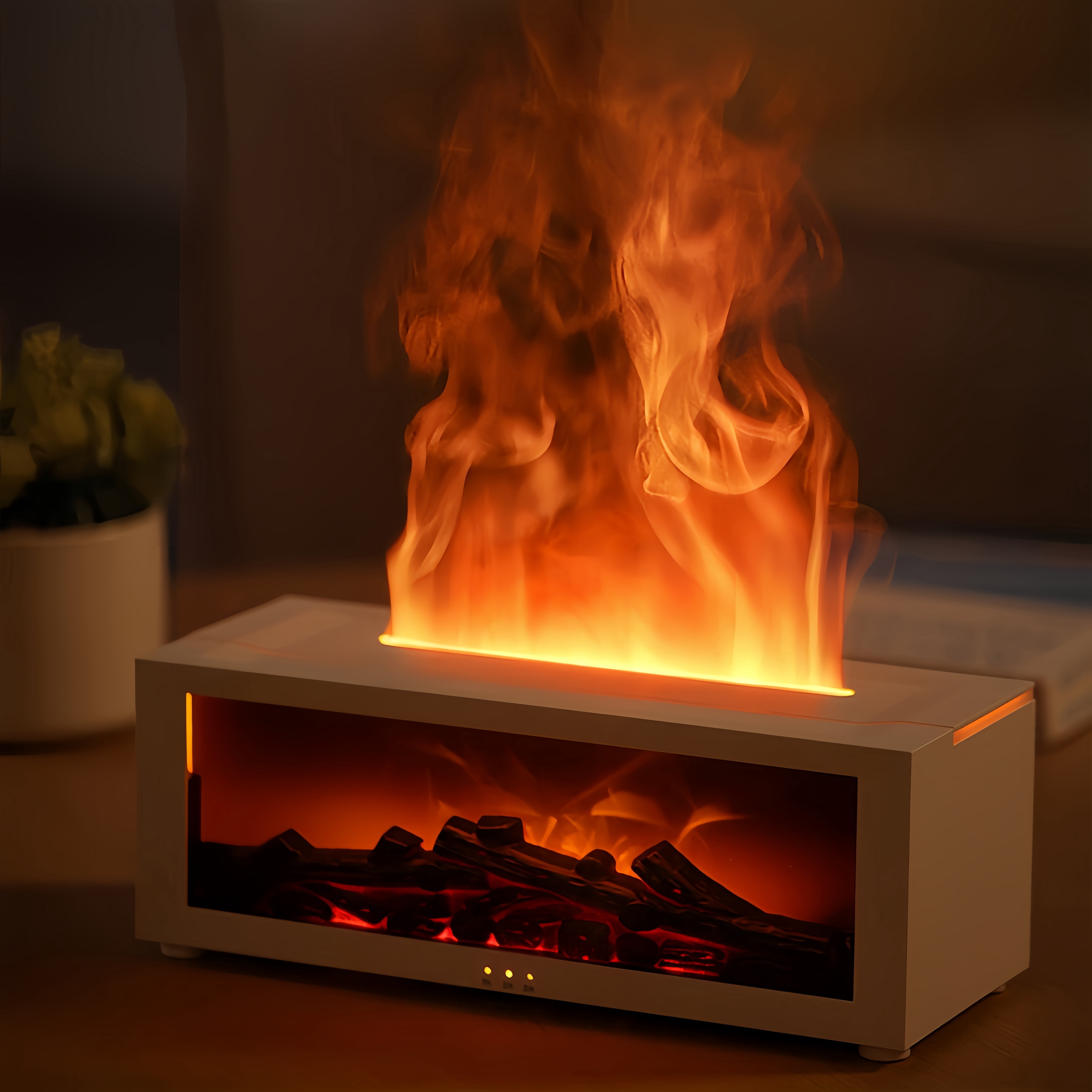 Fireplace Simulation Aromatherapy Oil Diffuser,7-Color Flame Fireplace ...