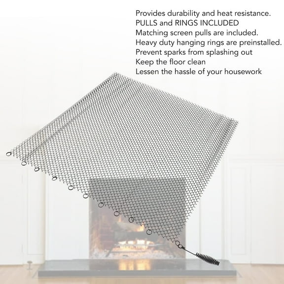 Fireplace Spark Guard Curtain: Durable Stainless Steel Mesh, Beautiful Fire View