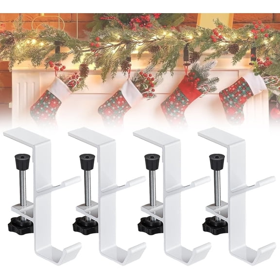 Fireplace Stocking and Garland Hanger, Adjustable Heavy Duty Brick Hanger 0.3"-2.1", 2 Hooks Stocking Holders for Mantle Garland Hanger Mantle Hooks for Home Party Decoration