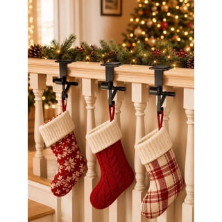 Fireplace Stocking and Garland Hanger for Mantel, 2-in-1 Adjustable No-Drill Clip-On Christmas Hook for Stockings, Garland and Holiday Fireplace Decor