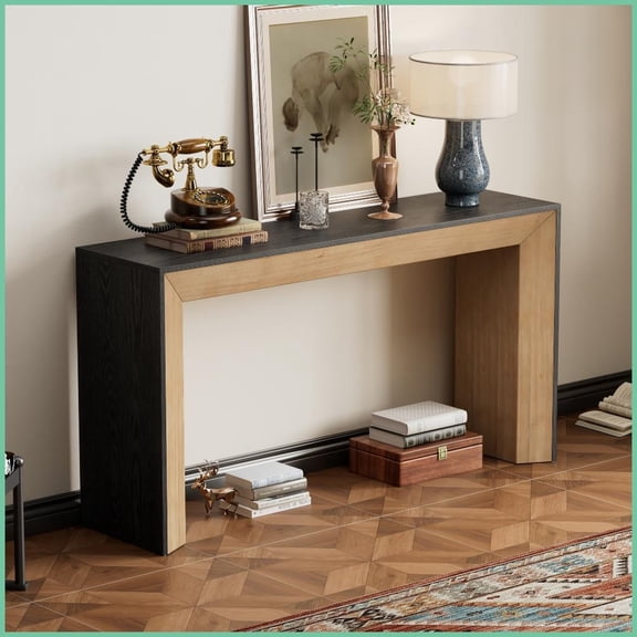 Fireplace-Style Minimalist Coffee Table with Wood Veneer Top, Versatile for Living Room, Adds Warmth & Functionality