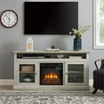 thumbnail image 1 of Fireplace TV Stand for 65 Inch TV, Farmhouse Entertainment Center with 2 Open Shelves and 2 Glass Doors, Wood Media Console Table with Electric Fireplace for Living Room, 1 of 8